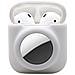 Custodia Airtag In Silicone 2 In 1 Compatibile Per Airpods 1/2 White - Foto miniatura 2