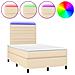 Letto a Molle con Materasso e LED Crema 120x190 cm in Tessuto - Foto miniatura 1