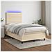 Letto a Molle con Materasso e LED Crema 120x190 cm in Tessuto - Foto miniatura 4