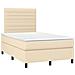 Letto a Molle con Materasso e LED Crema 120x190 cm in Tessuto - Foto miniatura 5