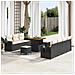 Set da Divano da Giardino  10 Pezzi con Cuscini Nero Polyrattan Acacia, Set da Pranzo da Giardino  3 Pezzi con Cuscini Nero Polyrattan Acacia - Foto miniatura 2