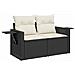 Set da Divano da Giardino  10 Pezzi con Cuscini Nero Polyrattan Acacia, Set da Pranzo da Giardino  3 Pezzi con Cuscini Nero Polyrattan Acacia - Foto miniatura 6
