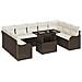 Set di divani da giardino  con cuscini Marrone Polyrattan 10 pezzi, Divano da giardino a 2 posti con cuscini Marrone Polyrattan - Foto miniatura 1