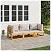 Set Salotto Giardino 3pz Cuscini Grigio Chiaro Legno Massello - Foto miniatura 2