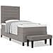 Letto contenitore con materasso e panchina taupe 80x200 cm tessuto - Foto miniatura 4