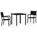 Set da Pranzo per Giardino 3 pcs Nero Poly Rattan - Foto miniatura 1
