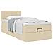 Struttura Letto Pouf con Materasso Crema 90x190 cm in Tessuto - Foto miniatura 5