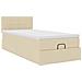 Struttura Letto Pouf con Materasso Crema 90x190 cm in Tessuto - Foto miniatura 6