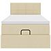 Struttura Letto Pouf con Materasso Crema 90x190 cm in Tessuto - Foto miniatura 7