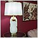 Lampada Da Tavolo Ceramic In Ceramica Bianca E Metallo Oro Con Paralume In Tessuto - Foto miniatura 5