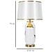 Lampada Da Tavolo Ceramic In Ceramica Bianca E Metallo Oro Con Paralume In Tessuto - Foto miniatura 6