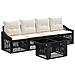 Set Divano da Giardino 5 pz Nero e Bianco Crema polyrattan - Foto miniatura 1