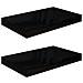 Scaffali A Parete 2 Pz Nero Lucido 40x23x3,8 Cm In Mdf - Foto miniatura 2