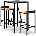 Set Bar Giardino 3 Pz Nero Polyrattan E Legno Massello Acacia - Foto miniatura 2