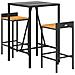 Set Bar Giardino 3 Pz Nero Polyrattan E Legno Massello Acacia - Foto miniatura 3
