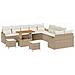 Set da divano da giardino  13 pezzi con cuscini Beige Poly Rattan Acacia, Divano da giardino 2 posti  con spazio di stoccaggio e cuscini Beige Poly Rattan, Set da pranzo da giardino  3 pezzi con cuscini Beige Poly Rattan Acacia - Foto miniatura 1