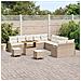 Set da divano da giardino  13 pezzi con cuscini Beige Poly Rattan Acacia, Divano da giardino 2 posti  con spazio di stoccaggio e cuscini Beige Poly Rattan, Set da pranzo da giardino  3 pezzi con cuscini Beige Poly Rattan Acacia - Foto miniatura 3