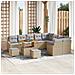 Set divano da giardino 12 pezzi con cuscini rattan poliestere beige acacia, Divano da giardino 2 posti con contenitore e cuscini rattan poliestere beige, Set da pranzo da giardino 3 pezzi con cuscini rattan poliestere beige acacia - Foto miniatura 2