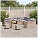 Set divano da giardino 12 pezzi con cuscini rattan poliestere beige acacia, Divano da giardino 2 posti con contenitore e cuscini rattan poliestere beige, Set da pranzo da giardino 3 pezzi con cuscini rattan poliestere beige acacia - Foto miniatura 3
