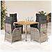 Set da Pranzo da Giardino 5 pz con Cuscini in Polyrattan Grigio - Foto miniatura 2