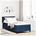 Letto con Box Spring e Materasso Blu 90x190 cm in Tessuto, Testiera Trapuntata Blu 90 cm in Tessuto - Foto miniatura 2