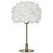 Lampada Da Tavolo Ball Feather Con Sfera Di Piume Bianche E Stelo Oro - Foto miniatura 1