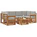 Set di divani da esterno 7 pcs Grigio Naturale e Chiaro - Foto miniatura 3