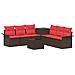 Set di divani 8 pz Marrone e Rosso Rattan sintetico e Acciaio - Foto miniatura 1
