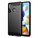 Custodia Compatibile Con Samsung Galaxy A21 Eu In Brushed Nero - Coperchio Protettivo In Silicone Tpu Flessibile In Look Acciaio Inossidabile-fibra Di Carbonio - Foto miniatura 1