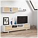 Parete Attrezzata Hartford, Mobile Da Soggiorno Porta Tv, Composizione Set Salotto, Set Salotto Con Pensile, 260x41h46 Cm, Bianco Lucido E Rovere - Foto miniatura 1