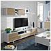 Parete Attrezzata Hartford, Mobile Da Soggiorno Porta Tv, Composizione Set Salotto, Set Salotto Con Pensile, 260x41h46 Cm, Bianco Lucido E Rovere - Foto miniatura 3