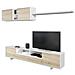Parete Attrezzata Hartford, Mobile Da Soggiorno Porta Tv, Composizione Set Salotto, Set Salotto Con Pensile, 260x41h46 Cm, Bianco Lucido E Rovere - Foto miniatura 4