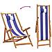 Sedie da Spiaggia Pieghevoli 2 pz Blu e Bianco Tessuto e Legno - Foto miniatura 8