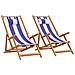 Sedie da Spiaggia Pieghevoli 2 pz Blu e Bianco Tessuto e Legno - Foto miniatura 1
