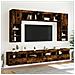 Set Mobili TV a Muro 8 pz con Luci LED Rovere Fumo - Foto miniatura 4