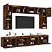 Set Mobili TV a Muro 8 pz con Luci LED Rovere Fumo - Foto miniatura 5