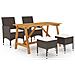 Set Mobili da Pranzo per Giardino 5 pz Marrone - Foto miniatura 1