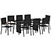 Set da Pranzo per Giardino 9 pcs Nero 190 x 80 x 75 cm - Foto miniatura 1