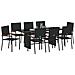 Set da Pranzo per Giardino 9 pcs Nero 190 x 80 x 75 cm - Foto miniatura 3