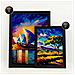 Set Di 6 Stampe Illustrazioni Di Monumenti E Città In Stile Pittura Ad Olio Arricchite In Stile Fotografico A Colori. A3 & A4 Cornice Nera - Foto miniatura 2