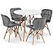 Set da pranzo Valora | Tavolo rotondo bianco KOVA da 80 cm + 4 sedie grigie WAKO - Foto miniatura 1