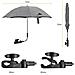 Carrozzina Ombrellone Universal Uv Ombrellone Per Passeggini E Buggy Clip Su Passeggino Ombrello Passeggino Sun Ombrellone Con Morsetto Di Fissaggio Regolabili Grigio Il 73 Cm Diametro - Foto miniatura 2