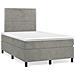 Letto a Molle Materasso e LED Grigio Chiaro 120x190 cm Velluto - Foto miniatura 8