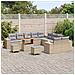 Set Divano da Giardino 13 Pezzi con Cuscini Beige in Polyrattan Acacia,  Set da Pranzo da Giardino 3 Pezzi con Cuscini Beige in Polyrattan Acacia - Foto miniatura 3