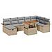Set Divano da Giardino 9 Pezzi con Cuscini Beige in Polyrattan - Foto miniatura 1
