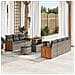 Set Divano Giardino da 10 Pezzi con Cuscini Grigio Rattan Polimerico Acacia,  Set da Pranzo Giardino da 3 Pezzi con Cuscini Grigio Rattan Polimerico Acacia - Foto miniatura 2