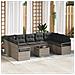 Set di divani da giardino  9 pezzi con cuscini in polyrattan nero, Divano da giardino  2 posti con cuscini in polyrattan grigio - Foto miniatura 2