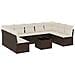 Set Divani da Giardino 10pz con Cuscini in Polyrattan Marrone - Foto miniatura 1