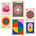 Set Di 6 Stampe Dipinto Decorativo Bauhaus Forme Geometriche In Colori Vivaci Incorniciato Con Illustrazioni A3 & A4 Telaio In Legno Chiaro - Foto miniatura 1