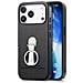 Custodia In Pelle Pu Nera Compatibile Con Iphone 17 Pro Max Con Anello Rotante A 360° - Foto miniatura 1